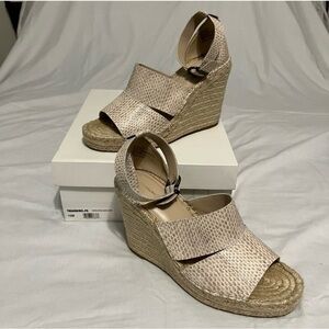 Treasure & Bond Natural Snake Leather Sannibel Wedges EUC